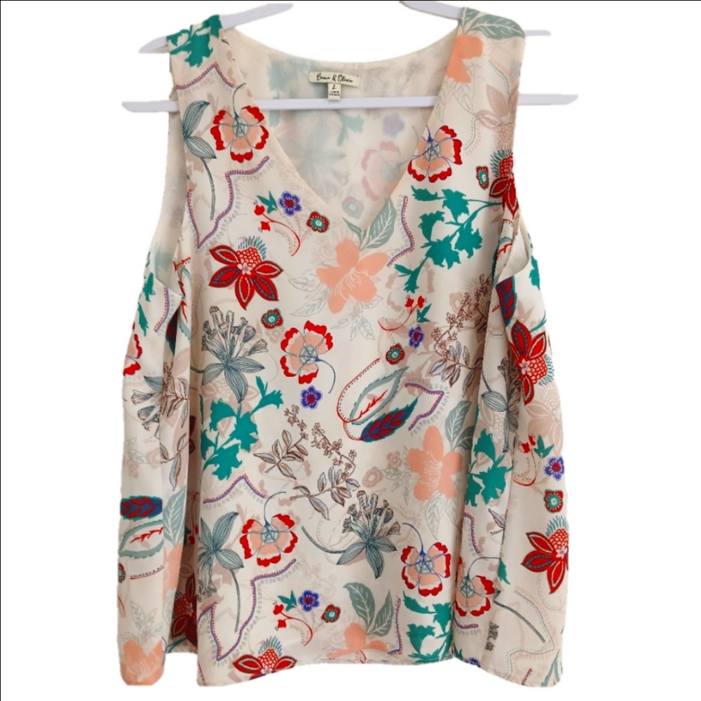 EMMA & OLIVIA Trapeze Sleeveless Lined Colourful Blouse SZ L (12-14)